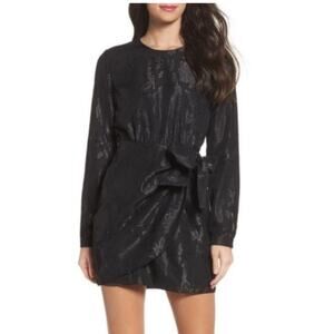 Revolve Bardot Ariela Metallic Sheer Drape Faux Wrap Mini Dress sz‎ M / 8